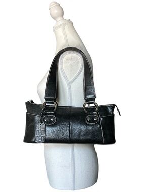 Y2K Grunge “Jen Groover” Black Leather Butler Style Shoulder Bag